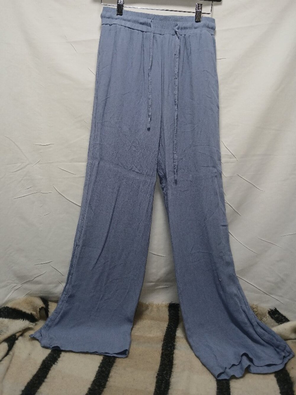 eighty.eight Premium Light Blue Wide Leg Pants Rayon Drawstring M